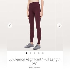 RARE NWT 🍋Lululemon🍋 Align Leggings Dark Adobe Size 2